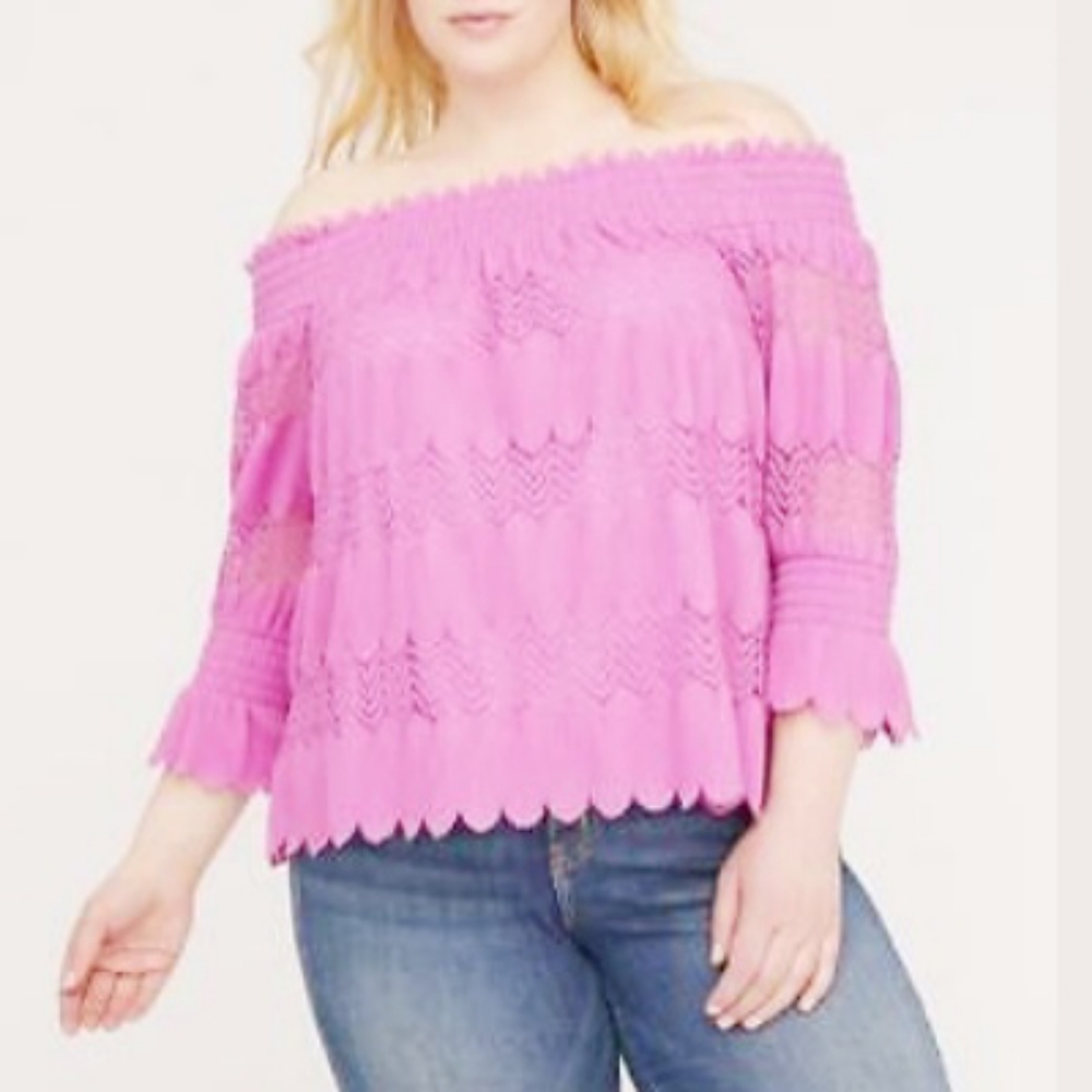 18/20 Lane Bryant Lilac Off Shoulder Top NWT
